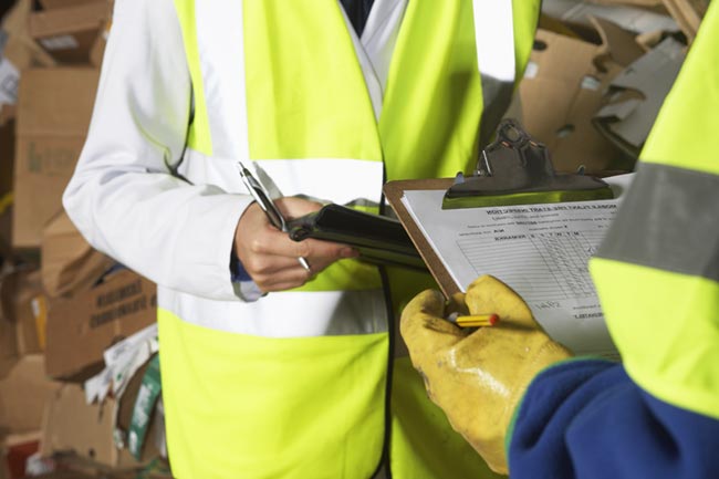 Workers on construction site for compliance monitoring