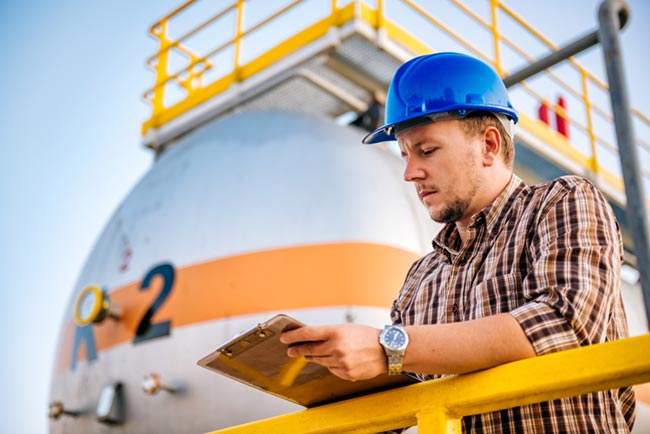 worker on site testing